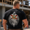 Man wearing black Florida 27th State T-Shirt with Florida 27th State back artwork